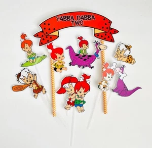 Personalized The Pebbles and Bamm-Bamm Themed Cake Topper - Picture 1 of 2