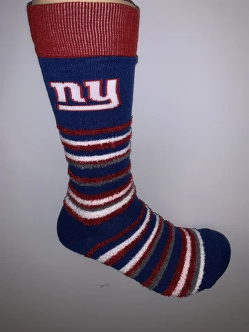 NEW YORK GIANTS NFL FOOTBALL WOMENS JERSEY LOGO FUZZY CREW LENGTH SOCKS MEDIUM Q Cover