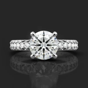 Anello di Fidanzamento Diamante Taglio Tondo 1,40 Ct Certificato IGI Oro Bianco 18K - Foto 1 di 17