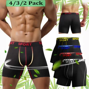 Men Bamboo Fiber Anti Chafe Boxer Briefs Breathable Underpants Soft 2-4 PCS 3XL - Picture 1 of 77