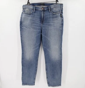 Silver Jeans Women's 38 L28 Leg High Rise Blue Denim Stretch Distressed pockets - Picture 1 of 10