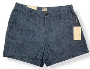 A New Day Damen Chambray Chino Shorts blau Taschen Knopf 100% Baumwolle  - Bild 1 von 5