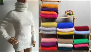 🥰90% LANA DE ANGORA SUÉTER CUELLO ALTO 50-100-150 cm SUÉTER LARGO CUELLO ALTO - Imagen 1 de 12