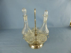 Ancien huilier vinaigrier serviteur à condiments en verre torsadé - Imagen 1 de 3