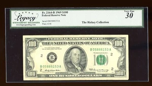 DBR 1969 $100 FRN New York Fr. 2164-B Legacy 30 Serial B05888153A - Picture 1 of 2
