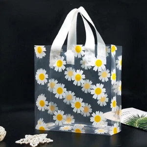 5/10Pcs Gift Bags Printed Daisy Transparent Tote Portable Handbag Packing Bag - Photo 1/12
