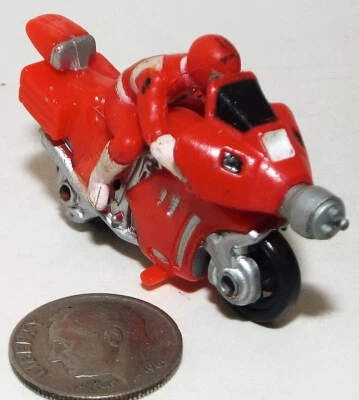 Small Micro Machine Power Rangers Tyrannosaurus  Motorcycle & Rider in Red - Image 1 of 4