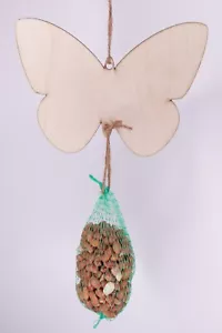Soporte de albóndigas de hierro, soporte de alimento para pájaros, madera, sostenible, resistente a la intemperie, jardín - Imagen 1 de 6