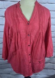 Sundance Women Size M Pink Long Sleeve Button Up Ruched Blouse Pocket - Picture 1 of 4
