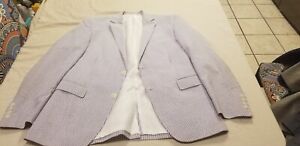 Saddlebred Men's Blazer Jacket White with Blue Pin-Stripe size 38R 