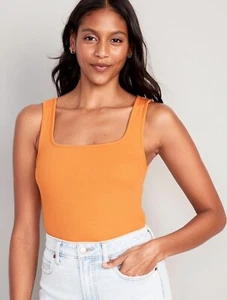 Old Navy Women's Size XL TALL ~ Fitted Square Neck Cropped Rib-Knit Tank Top NWT - Picture 1 of 6