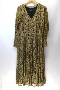 Ren Faire Dress Xotica M Black Gold Maxi Floral Medieval Cosplay Halloween - Picture 1 of 15