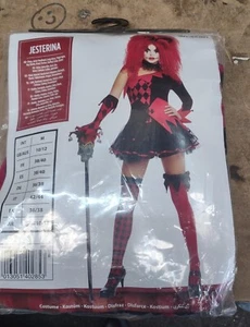 Ladies Jesterina Halloween Clown Fancy Dress Costume Spooky Circus Dress Up - Picture 1 of 1