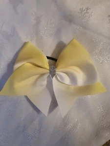 Girls Medium Hair Bow Accessories Cheer Dance Ombre White Yellow Summer - Picture 1 of 1