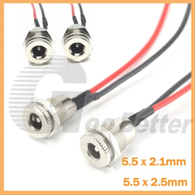 Female DC Power Supply Connector Socket Panel Mount Jack Plug 5.5 x 2.1mm/2.5mm - Image 1 of 4