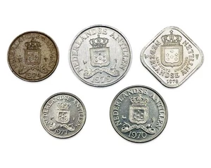 Lot von 5 Niederländische Antillen Cent Münzen - 70er Jahre - Kombischiff - Bild 1 von 2