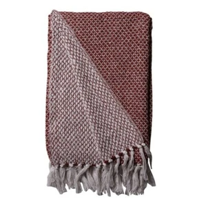 AU Maison Decke Rot Weiß Baumwolle Plaid 130x180 Wolldecke Kuscheldecke - Bild 1 von 1