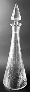 Vtg Cristal St. Louis Engraved Decanter Scroll & Diamond. Original Stopper. - Picture 1 of 9