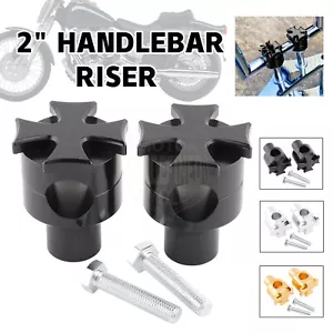 1" CNC Handlebar Risers Mount Adapter Clamp For Harley Softail Touring Dirt Bike - Foto 1 di 14