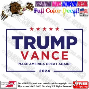 Donald Trump JD Vance 2024 Full Color Car Truck Window Vinyl Decal Sticker. - Picture 1 of 9