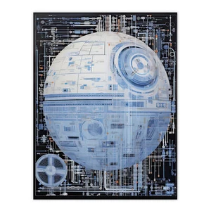 Dark Side Engineering Death Star Schematic Blueprint Sci-Fi Art Poster Print - Picture 1 of 26