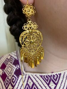Gold Plated, Heart Artisan Made, Mexican Fine Filigree