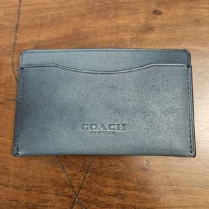 Coach All Leather Blue Card Case - Picture 1 of 4