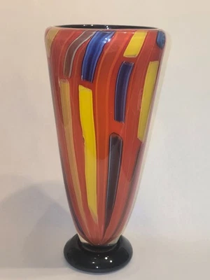 Multicolor Art Glass Layered Heavy Vase Murano 10 3/4" tall - Image 1 of 4