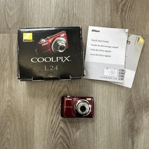 Cámara digital Nikon Coolpix L24 14,0 MP Point Shoot roja probada funciona con caja - Imagen 1 de 15