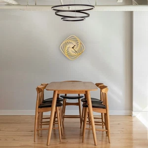 Whirl - rectangular natural wood wall clock with spiral pattern - Picture 1 of 8