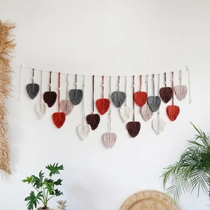 Woven Leaf Tapestry Wall Hanging Ornament Pendant Tapestry for Party Backdrop - Picture 1 of 6