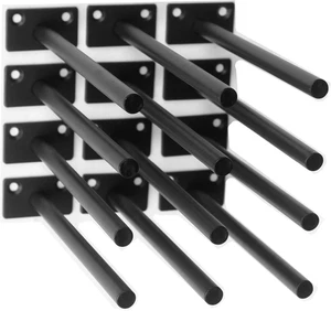 8" Schwarz Massiv Stahl Schweberegalträger Jalousie Regalträger 12 Stück - Schrauben - Bild 1 von 12