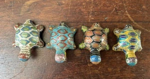 Set of 4 Mini Vintage Ceramic Cloisonne Turtles Figurines Collectibles - Picture 1 of 5