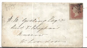 QUEEN VICTORIA 1d RED FROM WORTING 1855 TO LONDON MY REF 474 - Picture 1 of 2