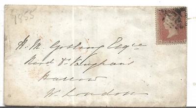 QUEEN VICTORIA 1d RED FROM WORTING 1855 TO LONDON MY REF 474 - Image 1 of 2