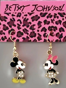 Betsey Johnson Farbe Emaille Strass Mickey Minnie Mouse Ohrhänger Neu mit Etikett - Bild 1 von 9