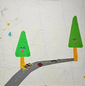Obra de arte original de Misaki Kawai única lienzo de medios mixtos - Imagen 1 de 5