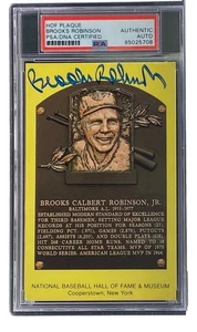 Brooks Robinson Signed 4x6 Baltimore Orioles HOF Plaque Card PSA/DNA 85025708 - Picture 1 of 4