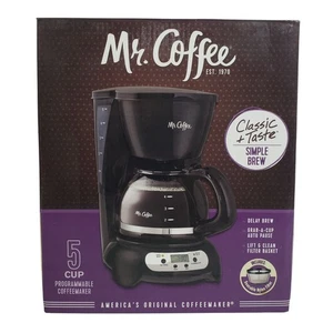 Mr. Coffee 5-Cup Programmable Coffee Maker Simple Brew BVMC-TFX7 Black NOB - Picture 1 of 12