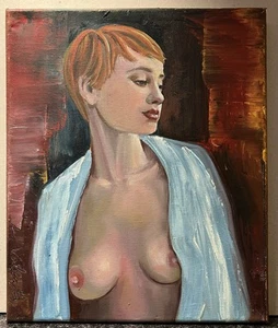 Jerry Valenti Original Oil On Canvas Portrait of Nude Woman #9 Erotic Art - Picture 1 of 6