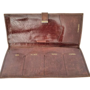 Sobre Cartera RaceTrack Horse Derby Oferta Marrón Grano Superior Cuero Vaca - Imagen 1 de 6