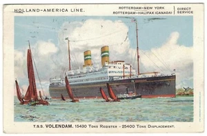 Postal - Vapor T.S.S. Volendam - Holland America Line - 1930 - Imagen 1 de 2