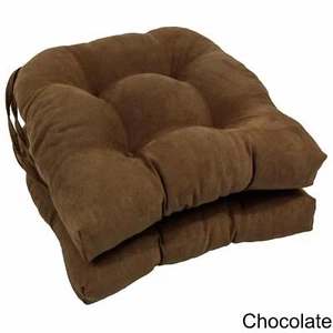 16-inch Solid Microsuede U-shaped Tufted Chair Cushions (Set of 2) Chocolate - Picture 1 of 1
