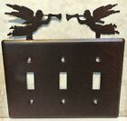 New Triple 3 Switch Angel Light Switch Plate Cover Brown Metal Vintage Style