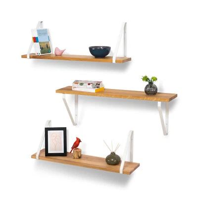 RAY Schweberegal Eiche Wandregal Holzregal weiss - Bild 1 von 2