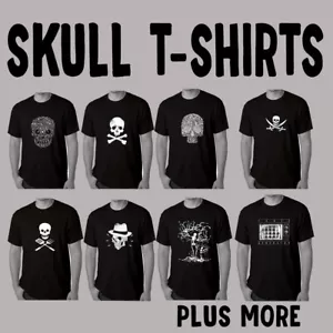 SKULL T shirt funny t shirts Halloween skulls tee screen printed tee - Picture 1 of 26