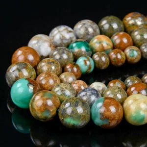 Natural Rare Pyrite in Chrysoprase Jade Round 6MM 8MM 10MM Loose Beads (A296) - Picture 1 of 3