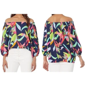 Trina Turk Equinox Schulterfreies Top Mehrfarbig Tropical Print Gr. S - Bild 1 von 7