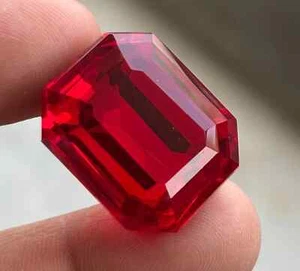 9x7mm Lab Grown Red Ruby Emerald Faceted Calibrated Loose Gemstone 2PCS - Picture 1 of 9