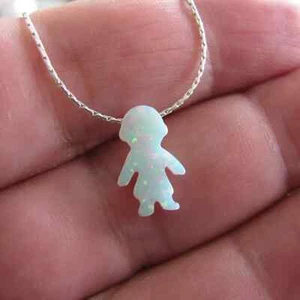 2025 White Opal Crystal Boys Pattern Pendant Healing Lucky Women Necklace Gifts - Picture 1 of 5